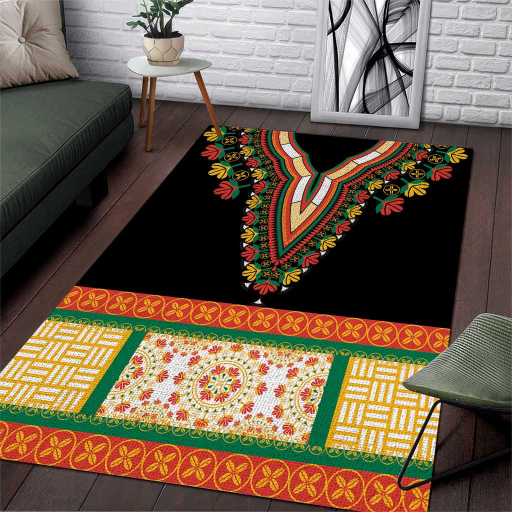 Africa Dashiki Area Rug Embroidery Neckline Floral Pattern - Wonder Print Shop