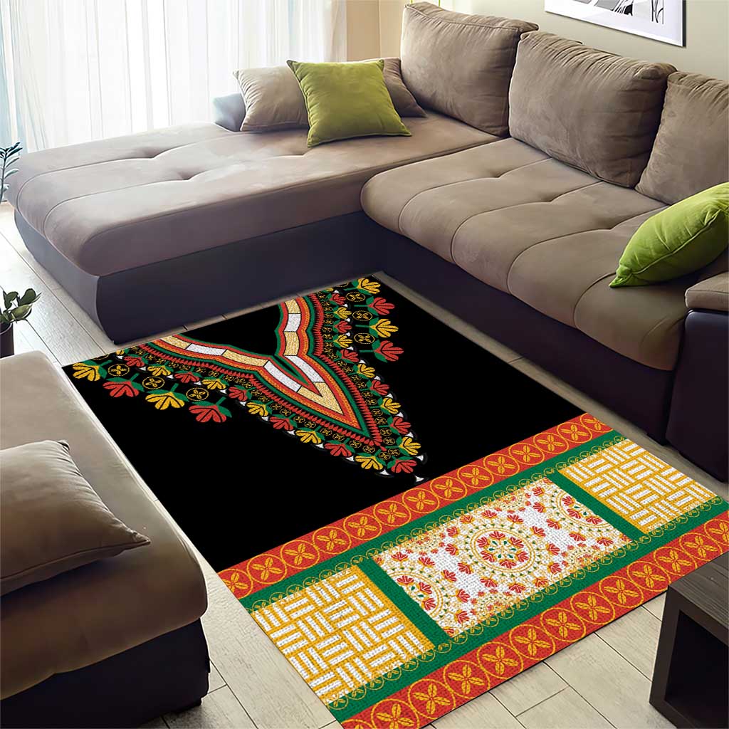 Africa Dashiki Area Rug Embroidery Neckline Floral Pattern - Wonder Print Shop