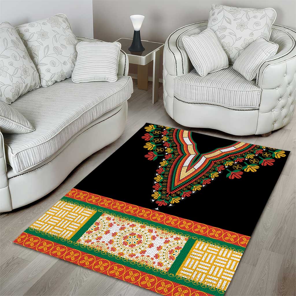 Africa Dashiki Area Rug Embroidery Neckline Floral Pattern - Wonder Print Shop