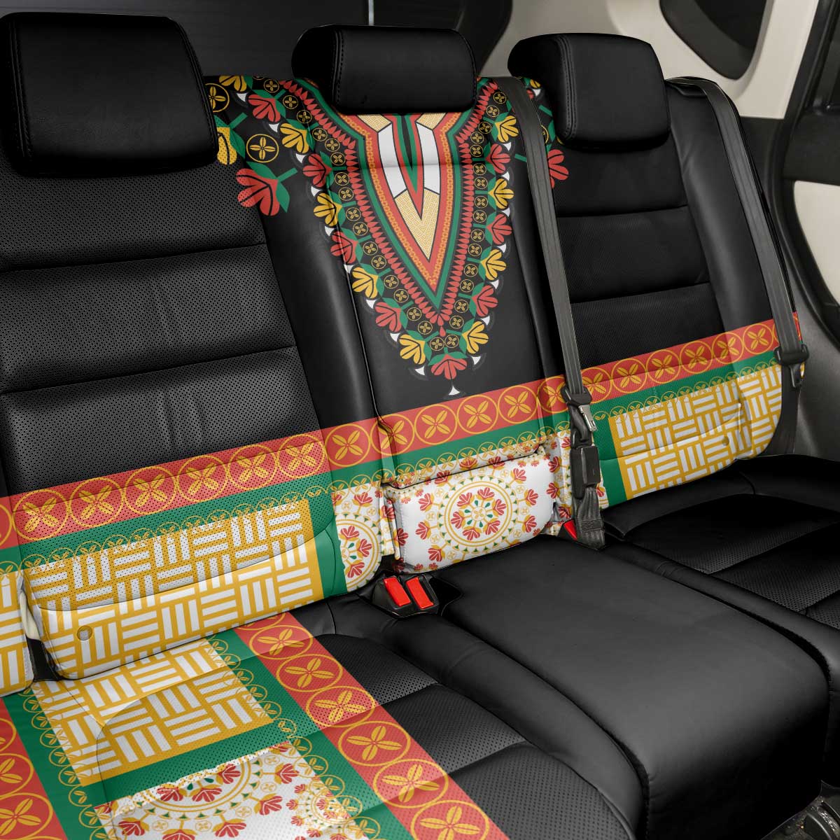 Africa Dashiki Back Car Seat Cover Embroidery Neckline Floral Pattern - Wonder Print Shop