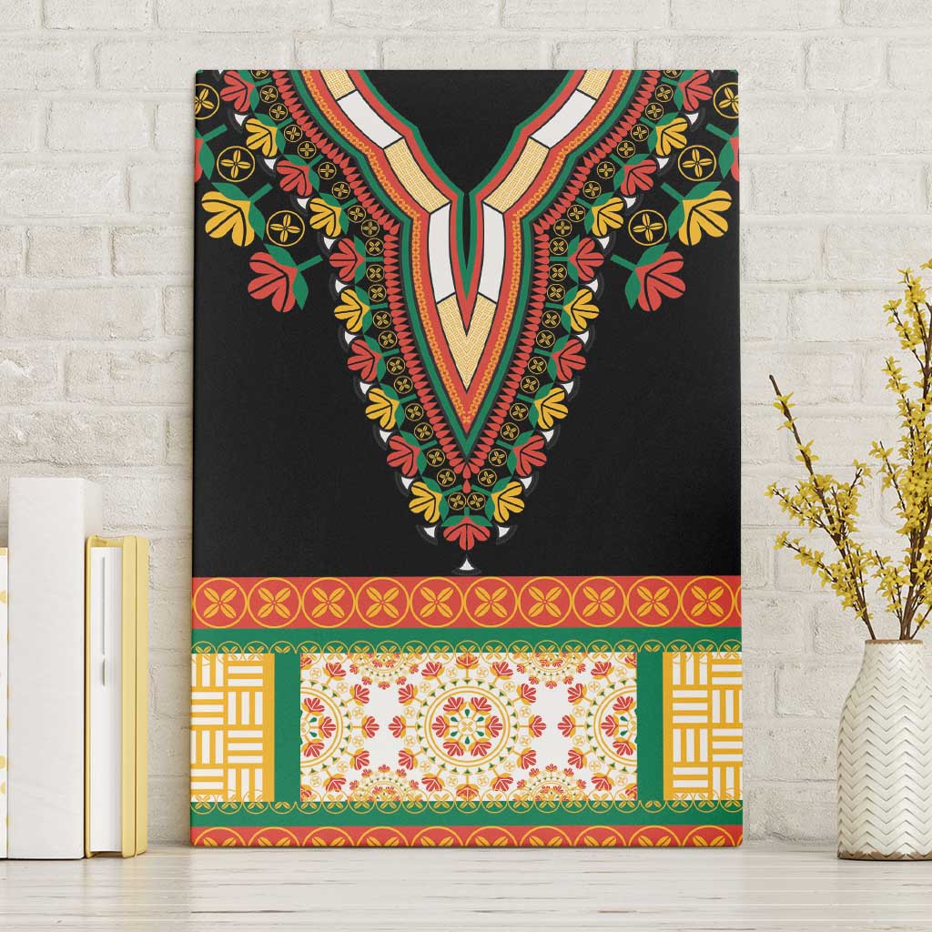 Africa Dashiki Canvas Wall Art Embroidery Neckline Floral Pattern - Wonder Print Shop