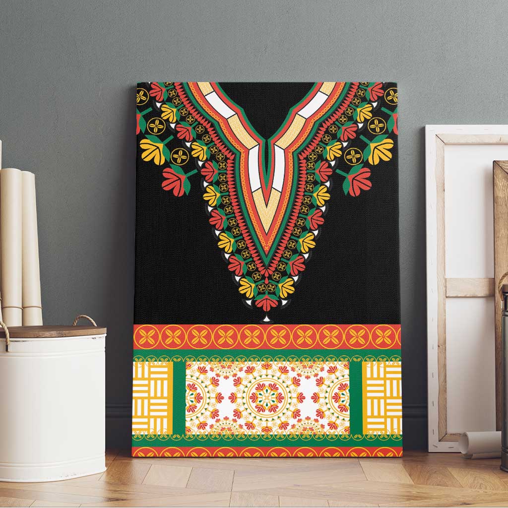 Africa Dashiki Canvas Wall Art Embroidery Neckline Floral Pattern - Wonder Print Shop