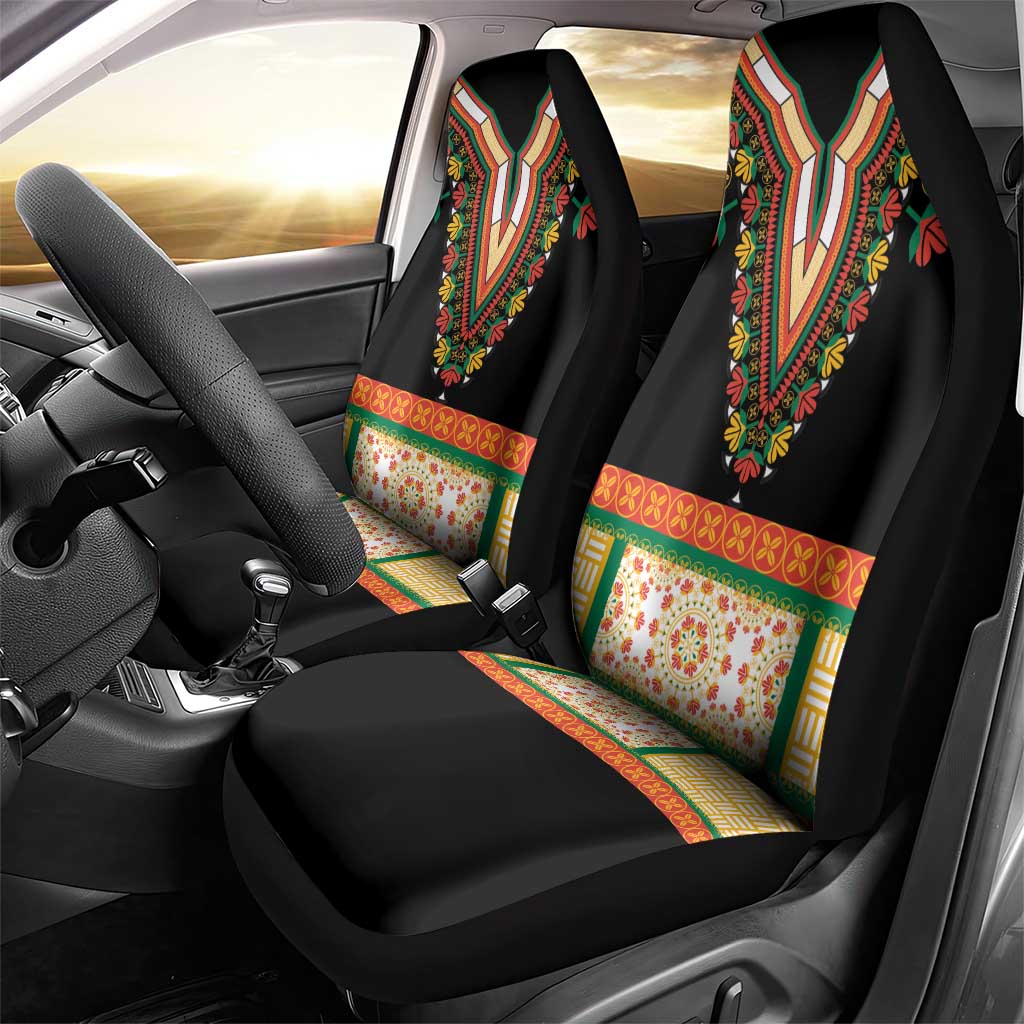 Africa Dashiki Car Seat Cover Embroidery Neckline Floral Pattern - Wonder Print Shop