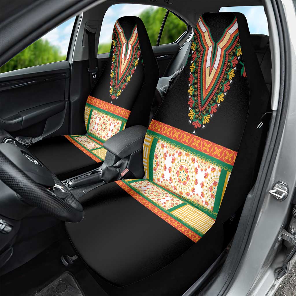 Africa Dashiki Car Seat Cover Embroidery Neckline Floral Pattern - Wonder Print Shop