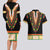 Africa Dashiki Couples Matching Long Sleeve Bodycon Dress and Hawaiian Shirt Embroidery Neckline Floral Pattern - Wonder Print Shop