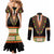 Africa Dashiki Couples Matching Mermaid Dress and Long Sleeve Button Shirt Embroidery Neckline Floral Pattern