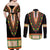 Africa Dashiki Couples Matching Off Shoulder Maxi Dress and Long Sleeve Button Shirt Embroidery Neckline Floral Pattern - Wonder Print Shop