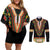 Africa Dashiki Couples Matching Off Shoulder Short Dress and Long Sleeve Button Shirt Embroidery Neckline Floral Pattern - Wonder Print Shop