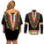 Africa Dashiki Couples Matching Off Shoulder Short Dress and Long Sleeve Button Shirt Embroidery Neckline Floral Pattern - Wonder Print Shop