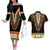 Africa Dashiki Couples Matching Off The Shoulder Long Sleeve Dress and Hawaiian Shirt Embroidery Neckline Floral Pattern - Wonder Print Shop