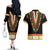 Africa Dashiki Couples Matching Off The Shoulder Long Sleeve Dress and Hawaiian Shirt Embroidery Neckline Floral Pattern - Wonder Print Shop