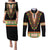 Africa Dashiki Couples Matching Puletasi and Long Sleeve Button Shirt Embroidery Neckline Floral Pattern - Wonder Print Shop