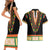 Africa Dashiki Couples Matching Short Sleeve Bodycon Dress and Hawaiian Shirt Embroidery Neckline Floral Pattern - Wonder Print Shop