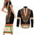 Africa Dashiki Couples Matching Short Sleeve Bodycon Dress and Long Sleeve Button Shirt Embroidery Neckline Floral Pattern - Wonder Print Shop