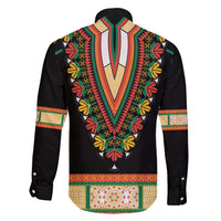 Africa Dashiki Family Matching Long Sleeve Bodycon Dress and Hawaiian Shirt Embroidery Neckline Floral Pattern - Wonder Print Shop