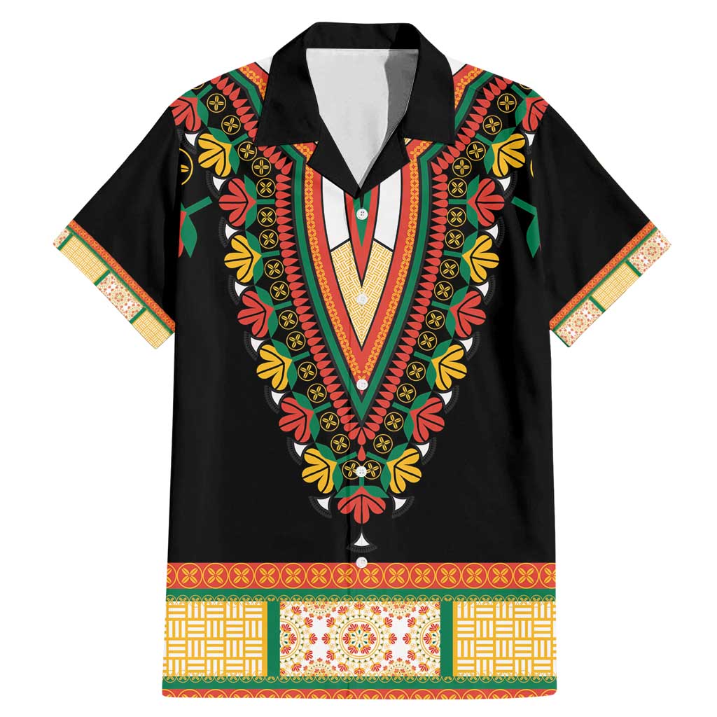 Africa Dashiki Family Matching Mermaid Dress and Hawaiian Shirt Embroidery Neckline Floral Pattern - Wonder Print Shop
