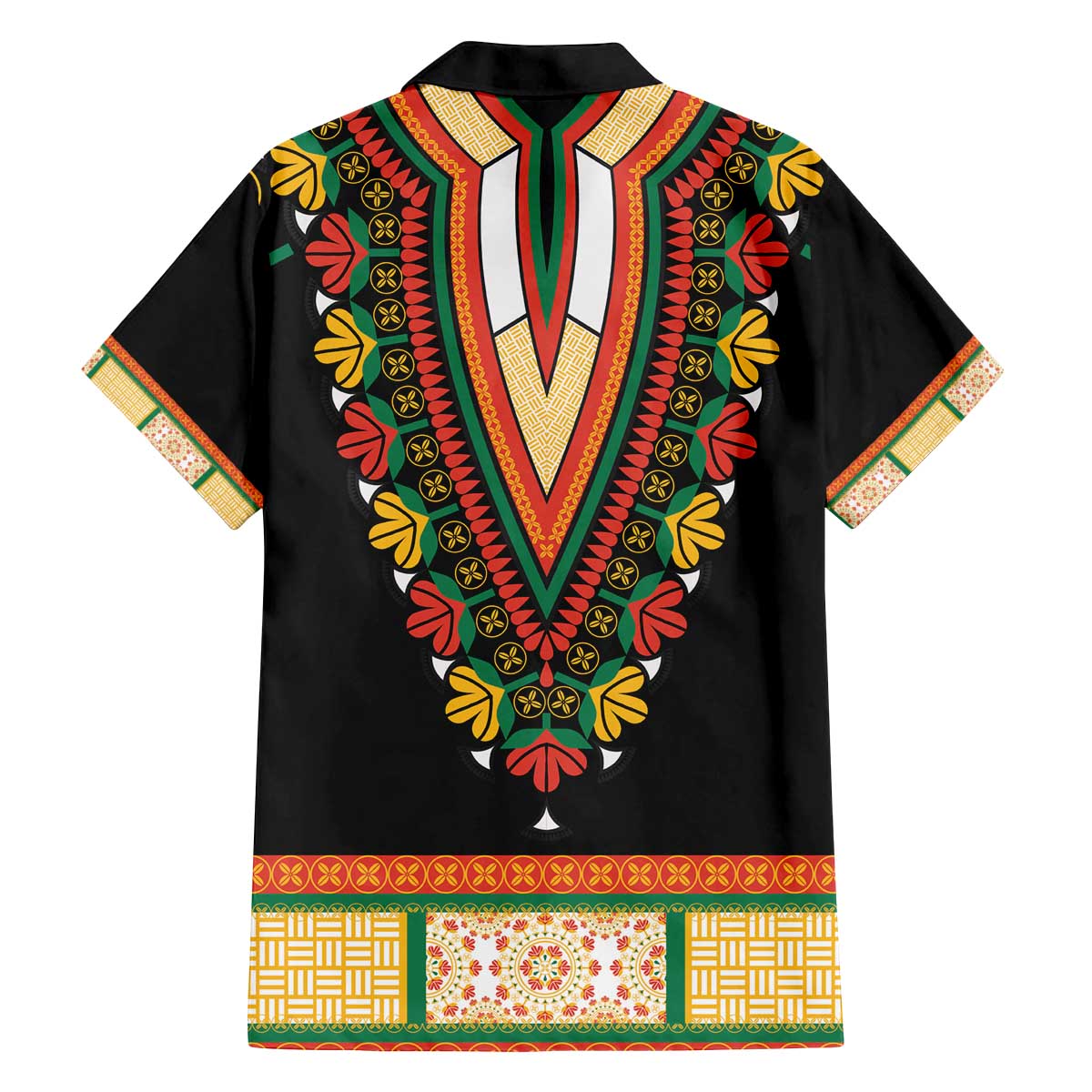 Africa Dashiki Family Matching Off The Shoulder Long Sleeve Dress and Hawaiian Shirt Embroidery Neckline Floral Pattern - Wonder Print Shop
