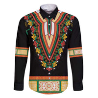 Africa Dashiki Family Matching Off The Shoulder Long Sleeve Dress and Hawaiian Shirt Embroidery Neckline Floral Pattern - Wonder Print Shop