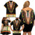 Africa Dashiki Family Matching Off Shoulder Short Dress and Hawaiian Shirt Embroidery Neckline Floral Pattern - Wonder Print Shop