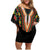 Africa Dashiki Family Matching Off Shoulder Short Dress and Hawaiian Shirt Embroidery Neckline Floral Pattern - Wonder Print Shop