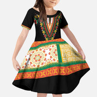 Africa Dashiki Family Matching Puletasi and Hawaiian Shirt Embroidery Neckline Floral Pattern - Wonder Print Shop