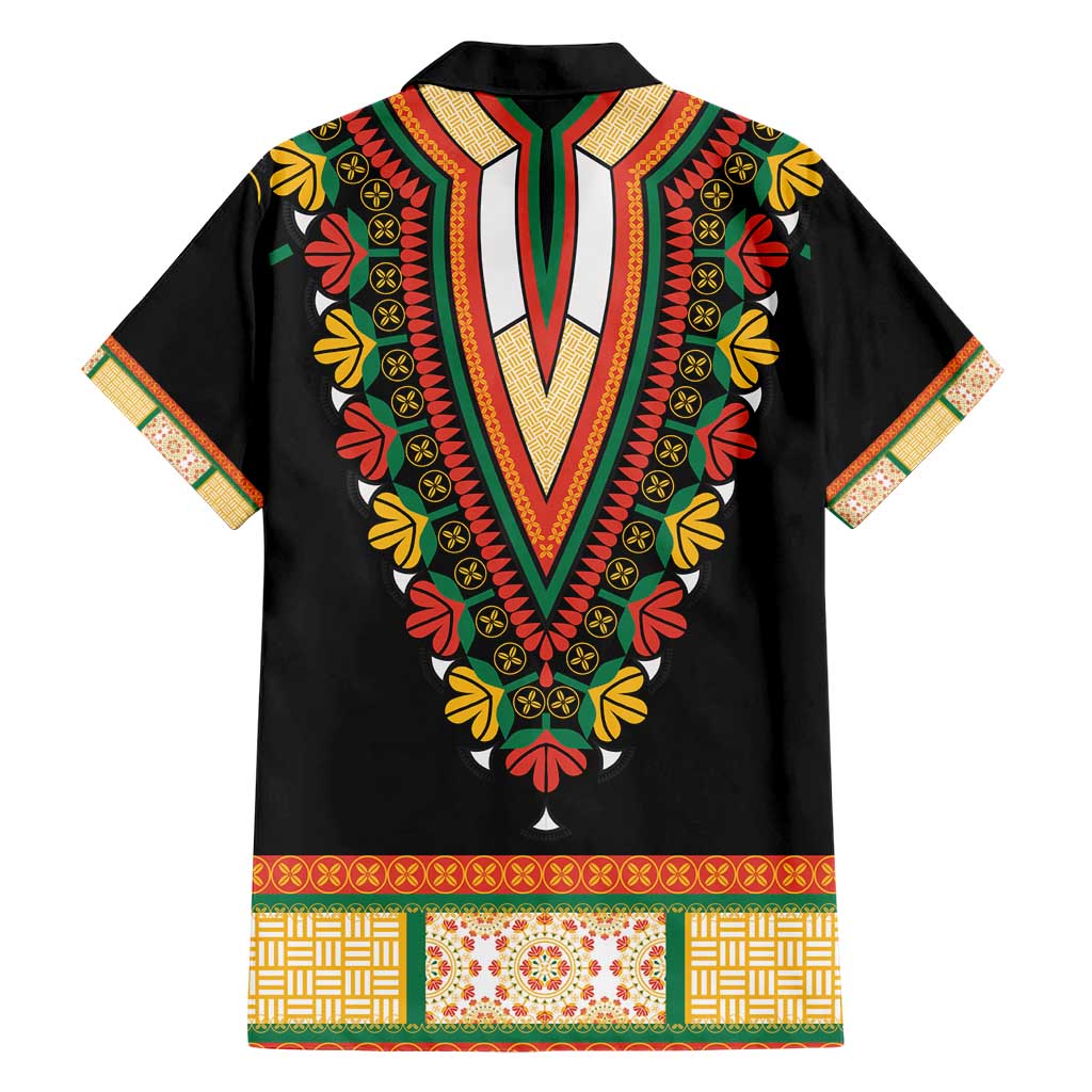 Africa Dashiki Family Matching Short Sleeve Bodycon Dress and Hawaiian Shirt Embroidery Neckline Floral Pattern - Wonder Print Shop
