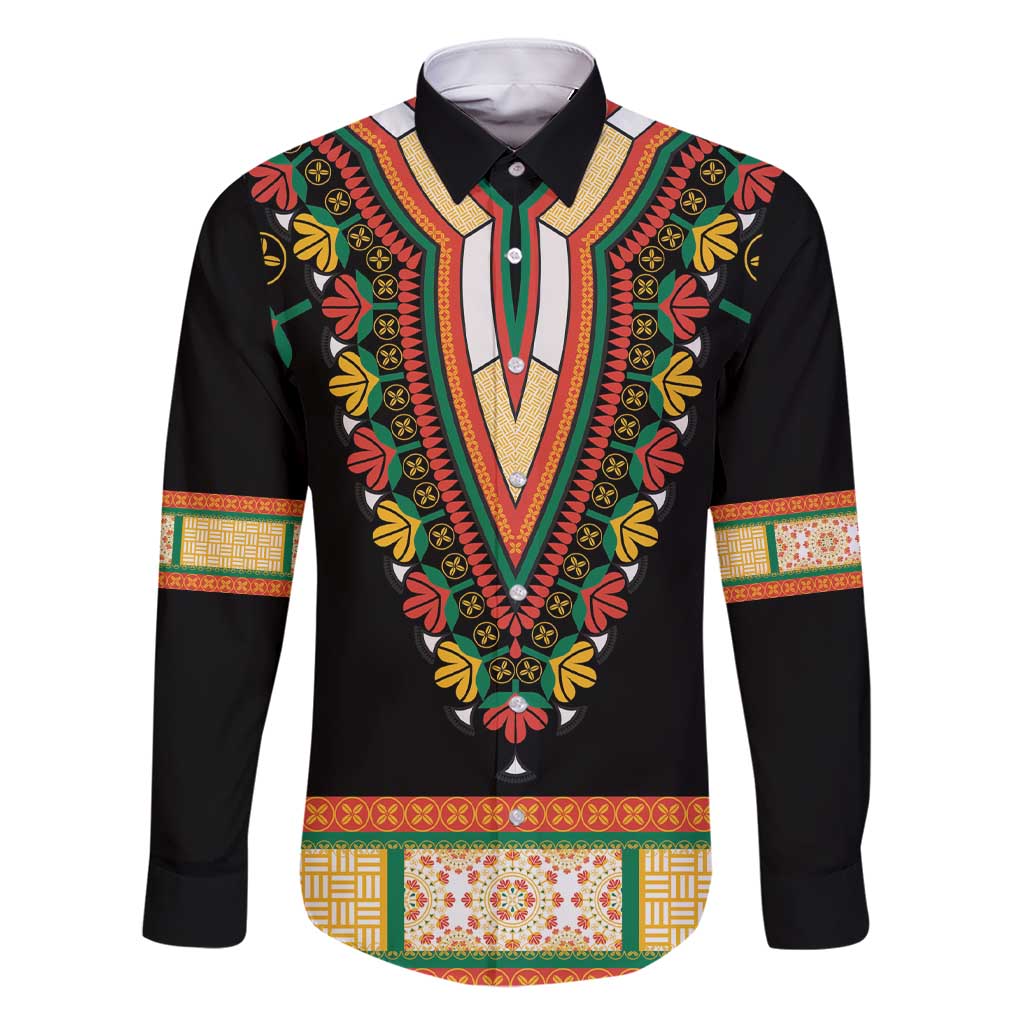 Africa Dashiki Family Matching Short Sleeve Bodycon Dress and Hawaiian Shirt Embroidery Neckline Floral Pattern - Wonder Print Shop