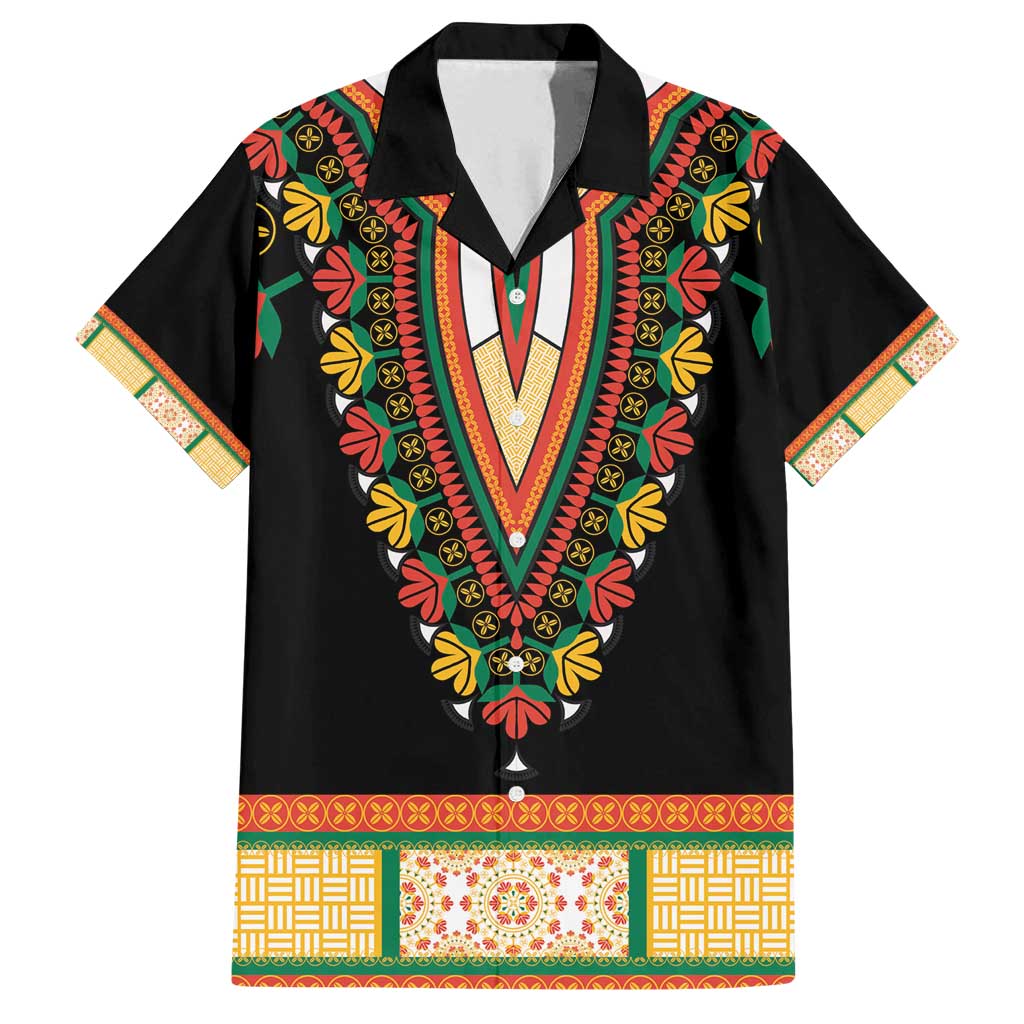 Africa Dashiki Family Matching Summer Maxi Dress and Hawaiian Shirt Embroidery Neckline Floral Pattern - Wonder Print Shop