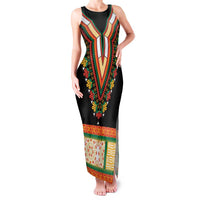 Africa Dashiki Family Matching Tank Maxi Dress and Hawaiian Shirt Embroidery Neckline Floral Pattern - Wonder Print Shop