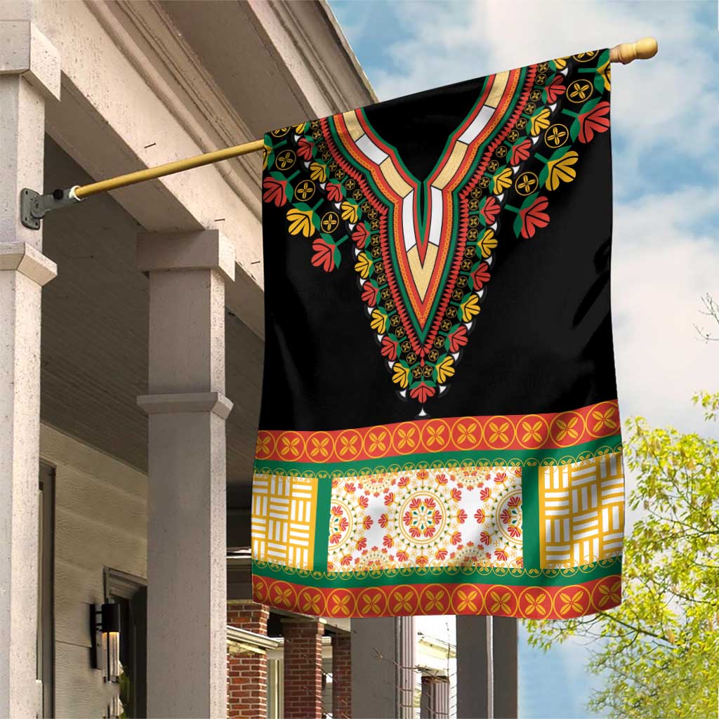 Africa Dashiki Garden Flag Embroidery Neckline Floral Pattern - Wonder Print Shop