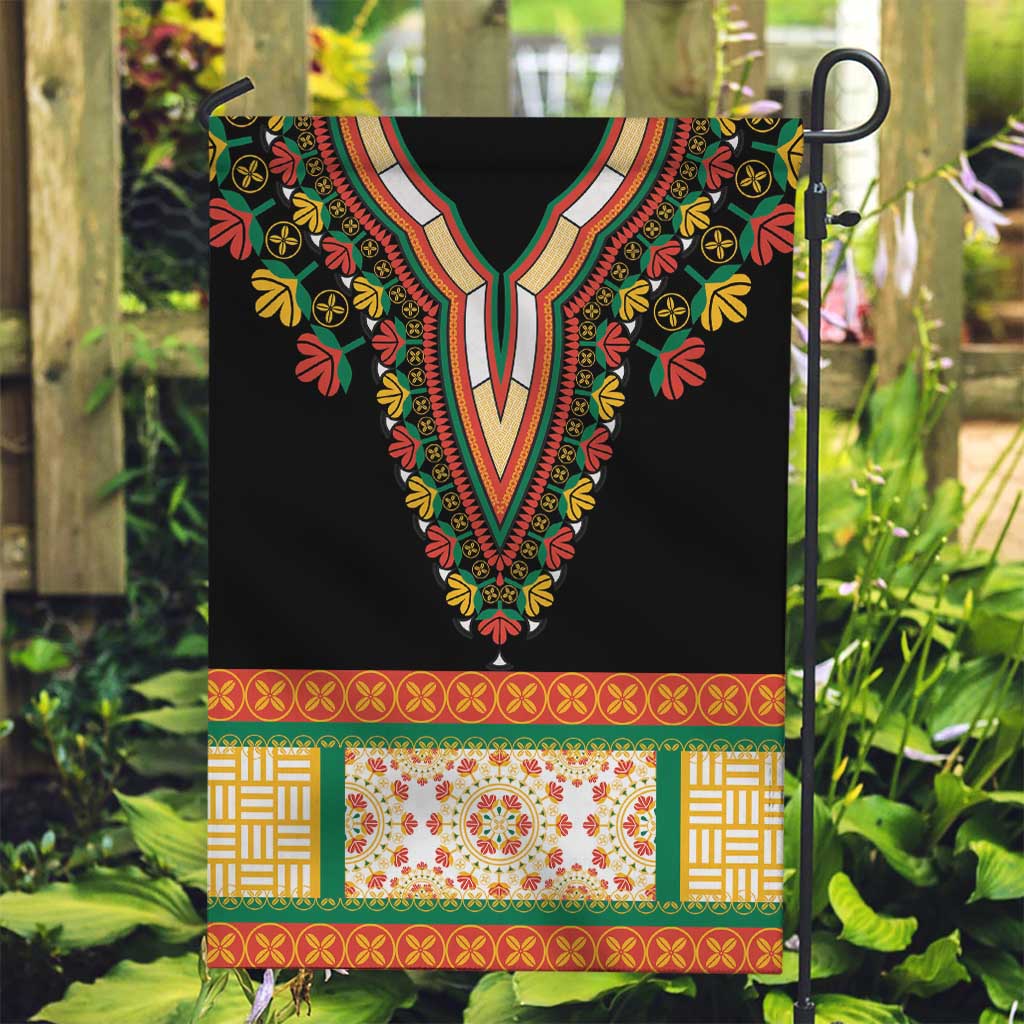 Africa Dashiki Garden Flag Embroidery Neckline Floral Pattern - Wonder Print Shop