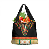 Africa Dashiki Grocery Bag Embroidery Neckline Floral Pattern