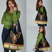 Africa Dashiki Grocery Bag Embroidery Neckline Floral Pattern
