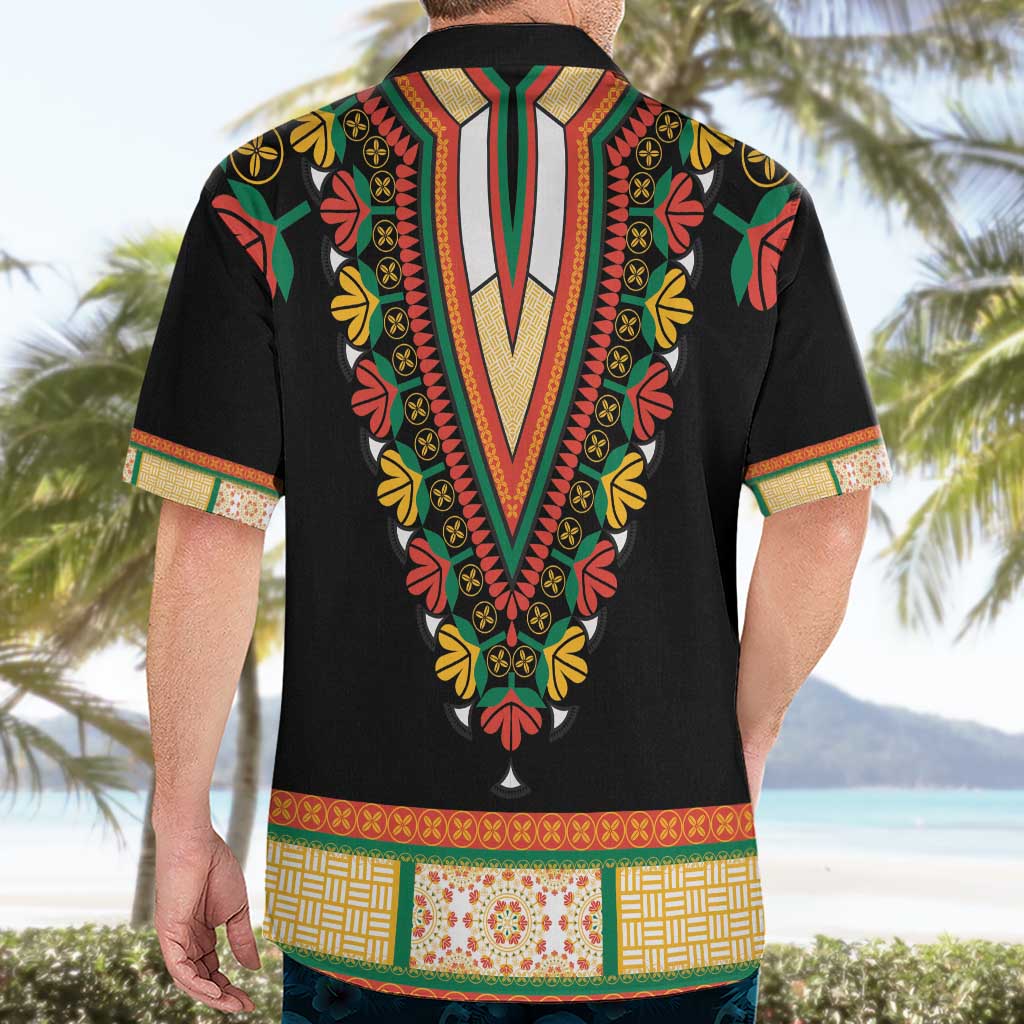 Africa Dashiki Hawaiian Shirt Embroidery Neckline Floral Pattern - Wonder Print Shop