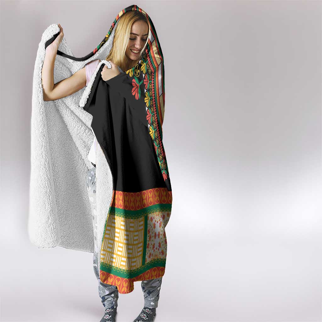 Africa Dashiki Hooded Blanket Embroidery Neckline Floral Pattern