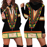 Africa Dashiki Hoodie Dress Embroidery Neckline Floral Pattern - Wonder Print Shop