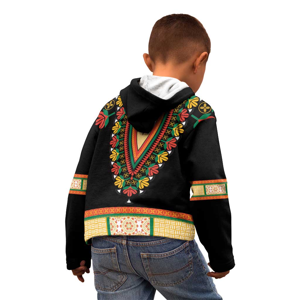 Africa Dashiki Kid Hoodie Embroidery Neckline Floral Pattern - Wonder Print Shop
