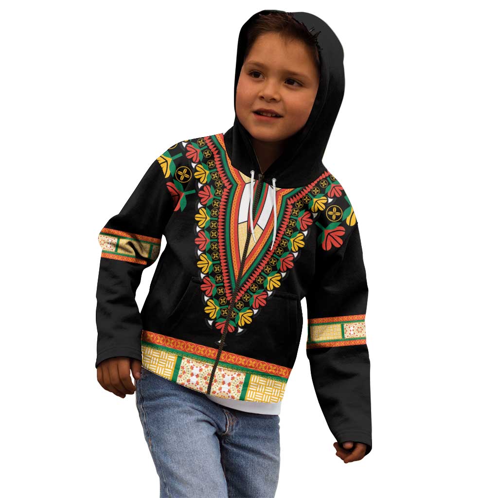 Africa Dashiki Kid Hoodie Embroidery Neckline Floral Pattern - Wonder Print Shop
