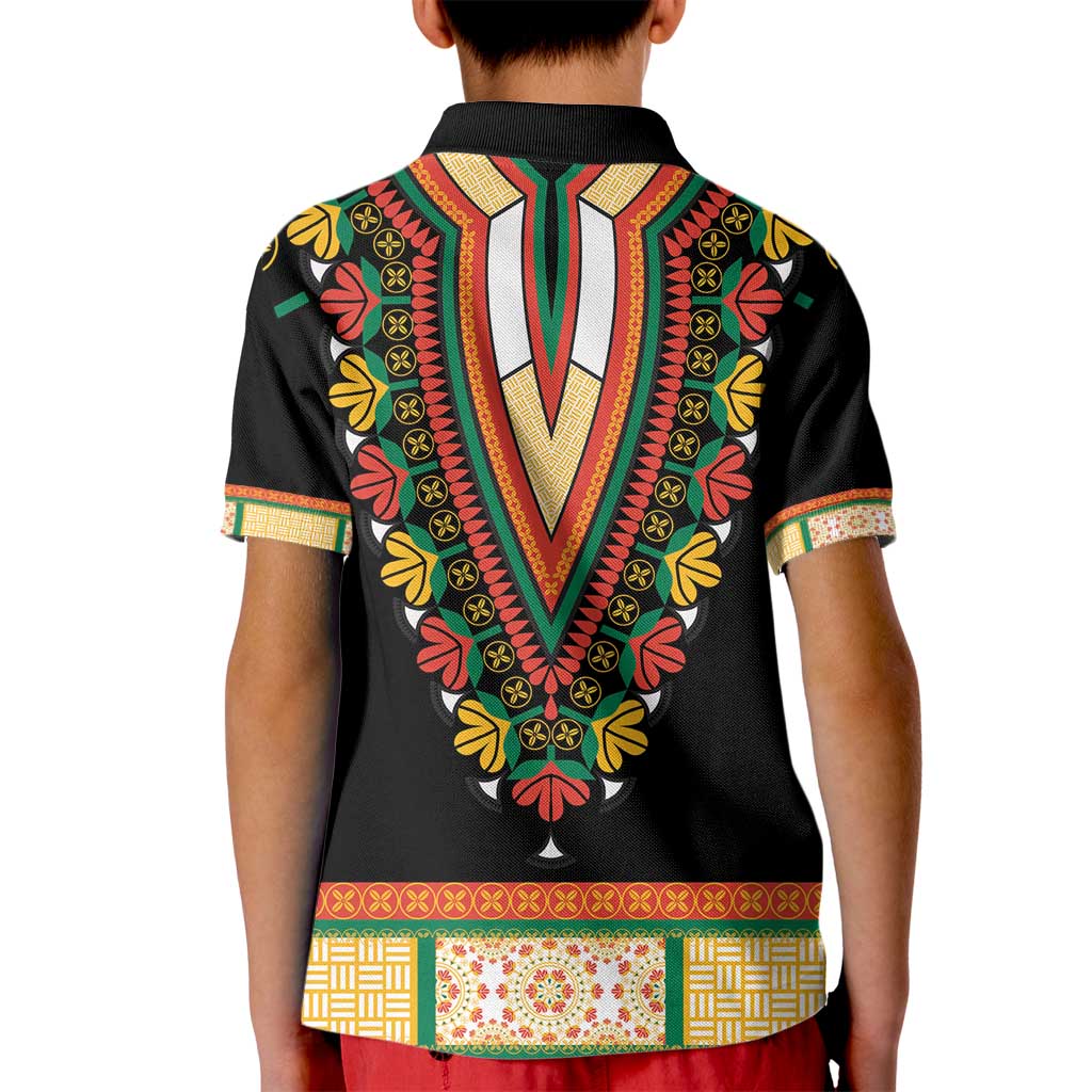 Africa Dashiki Kid Polo Shirt Embroidery Neckline Floral Pattern - Wonder Print Shop