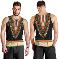 Africa Dashiki Men Tank Top Embroidery Neckline Floral Pattern - Wonder Print Shop