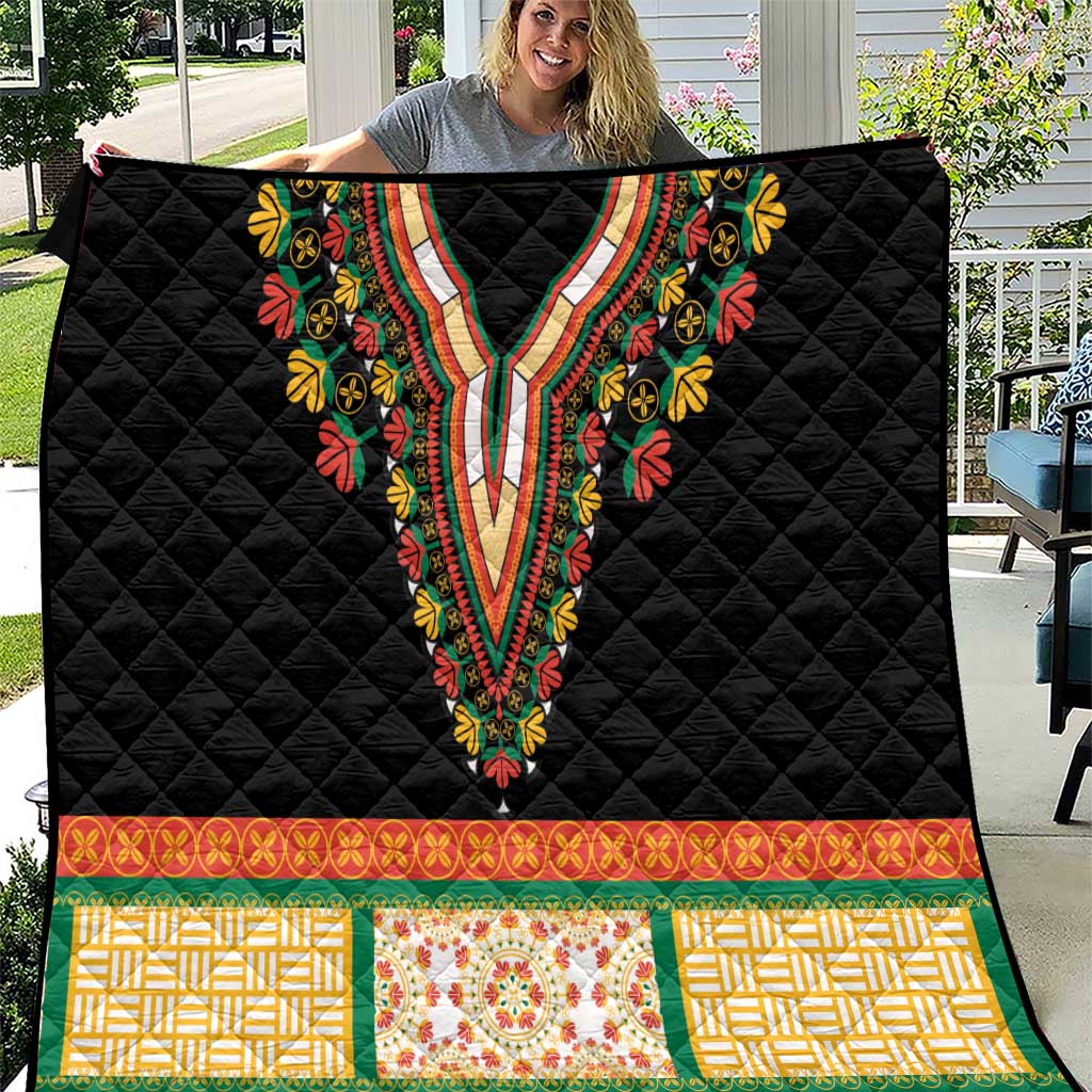 Africa Dashiki Quilt Embroidery Neckline Floral Pattern - Wonder Print Shop