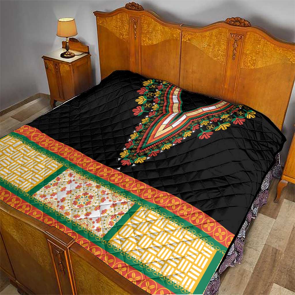 Africa Dashiki Quilt Embroidery Neckline Floral Pattern - Wonder Print Shop