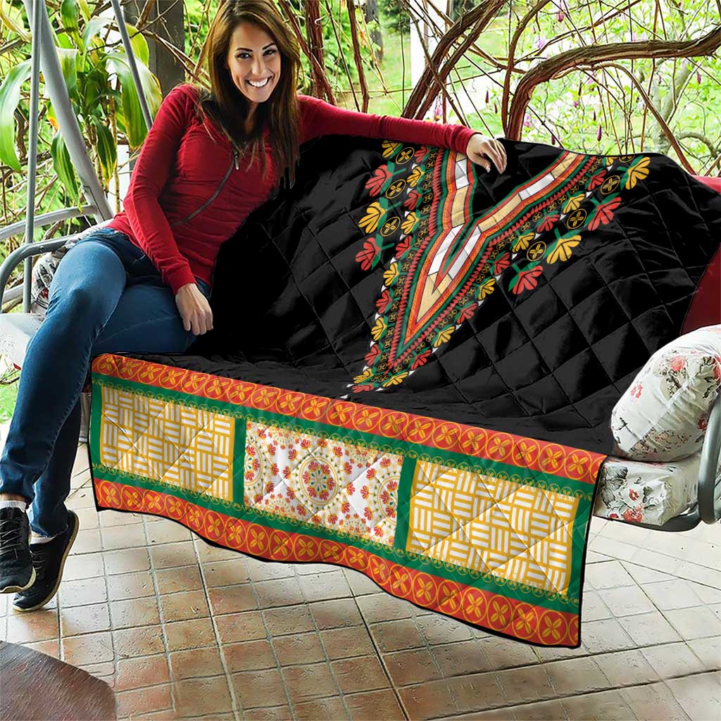 Africa Dashiki Quilt Embroidery Neckline Floral Pattern - Wonder Print Shop