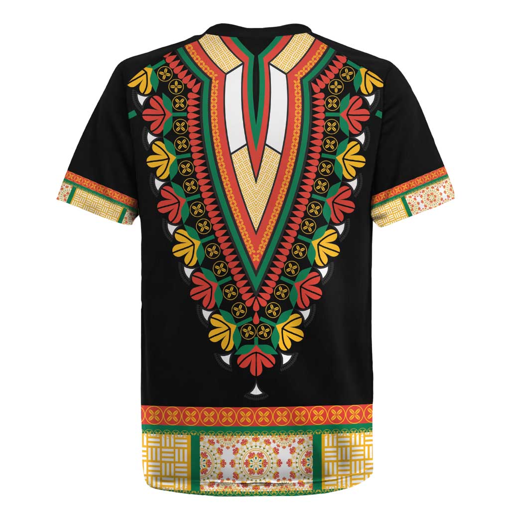 Africa Dashiki Rugby Jersey Embroidery Neckline Floral Pattern - Wonder Print Shop