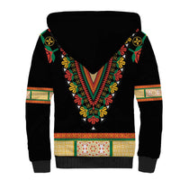 Africa Dashiki Sherpa Hoodie Embroidery Neckline Floral Pattern - Wonder Print Shop