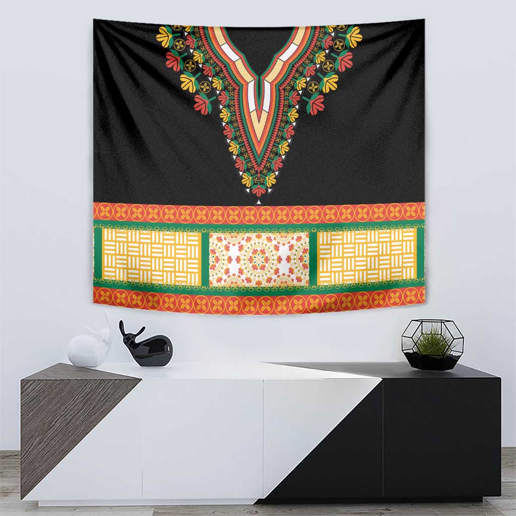 Africa Dashiki Tapestry Embroidery Neckline Floral Pattern - Wonder Print Shop