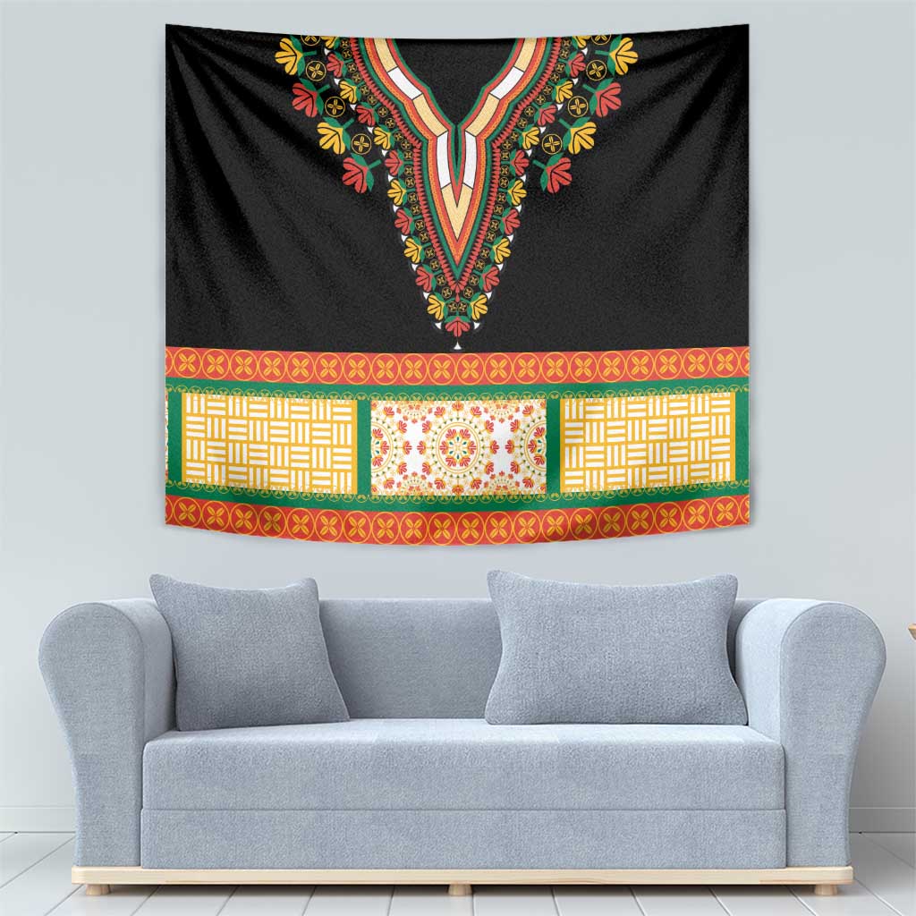Africa Dashiki Tapestry Embroidery Neckline Floral Pattern - Wonder Print Shop