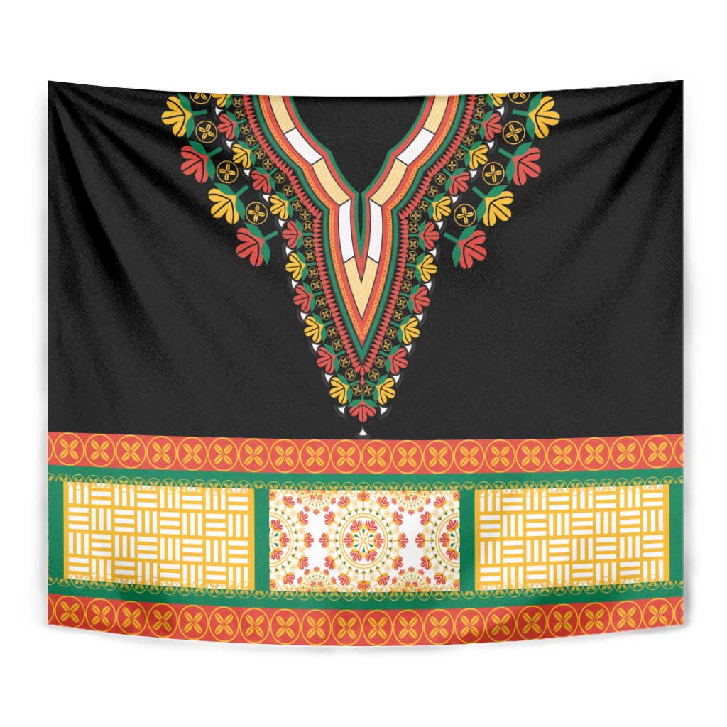 Africa Dashiki Tapestry Embroidery Neckline Floral Pattern - Wonder Print Shop