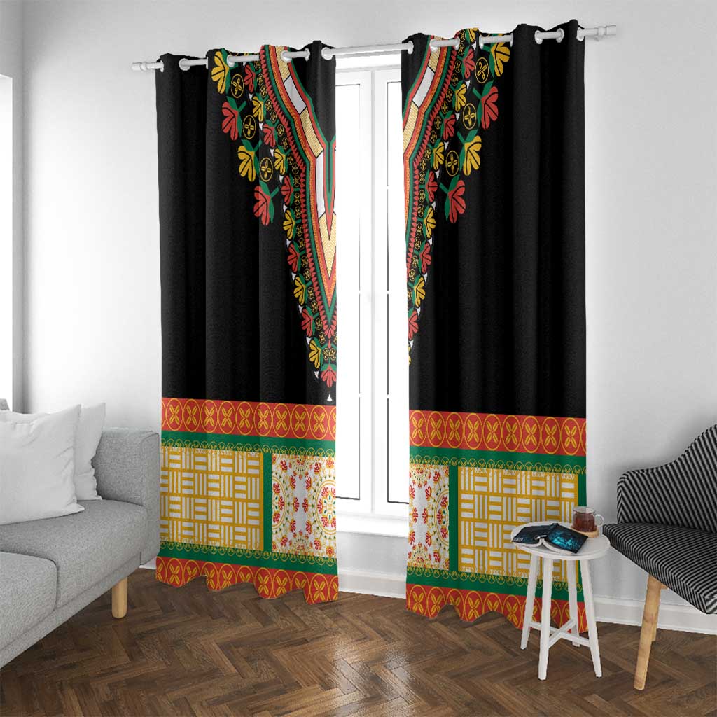 Africa Dashiki Window Curtain Embroidery Neckline Floral Pattern - Wonder Print Shop