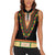 Africa Dashiki Women Sleeveless Polo Shirt Embroidery Neckline Floral Pattern - Wonder Print Shop